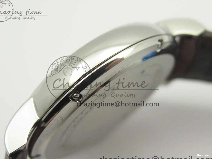 MIROTIME 0122 Portofino Automatic SS TWF 1:1 Best Edition Silver Dial Gold Markers on Brown Leather Strap A Bright 7203